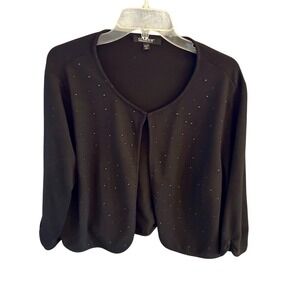 Glamour Black Embellished Cardigan Shrug Sz 2X Rhinestone Sparkle Evening EUC